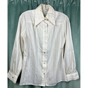 Rare Stan Herman United 70s Striped Peach Blouse Uniform Stewardess Hostess